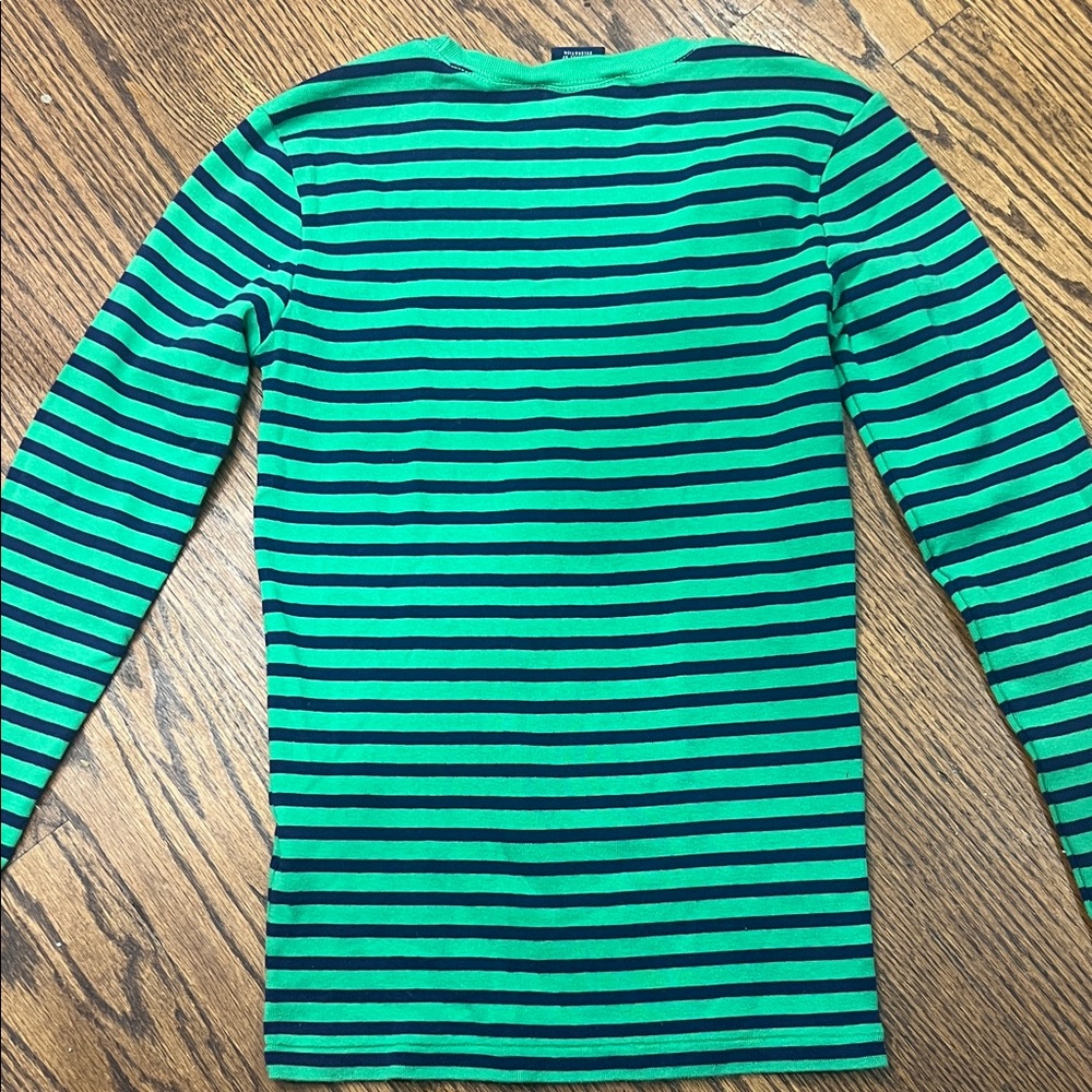 Ralph Lauren Green and Navy Blue Striped Long Sleeve Tee - Picture 3 of 5